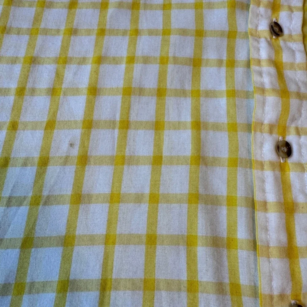 Vintage Lee Mens XL Yellow White Checkered Short Sleeve Button Down Shirt
